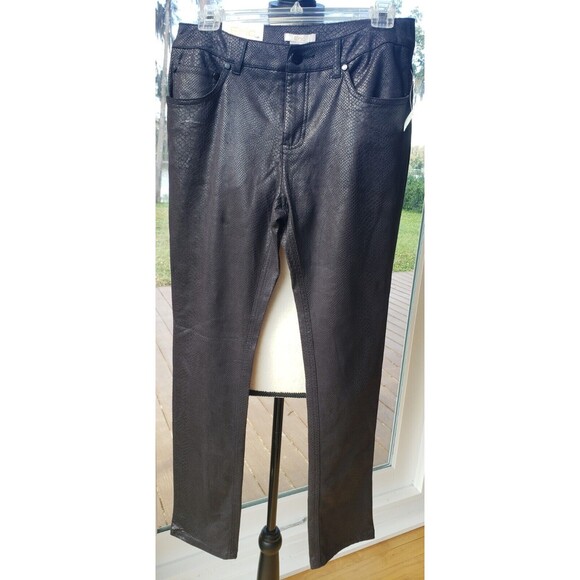 $118 Eric Jenny Jean Sz 4 Tummy Control Textured MID Rise Black Snakeskin Pants - Picture 1 of 14
